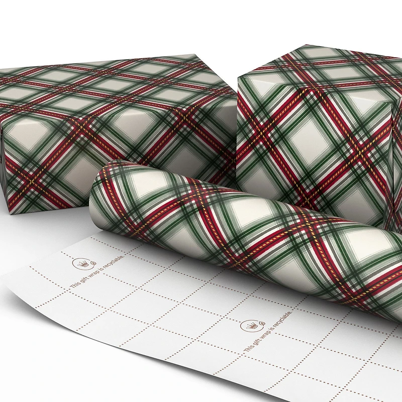 Festive Red and Green Plaid Christmas Wrapping Paper Roll, 35 sq. ft. for only USD 4.99 | Hallmark