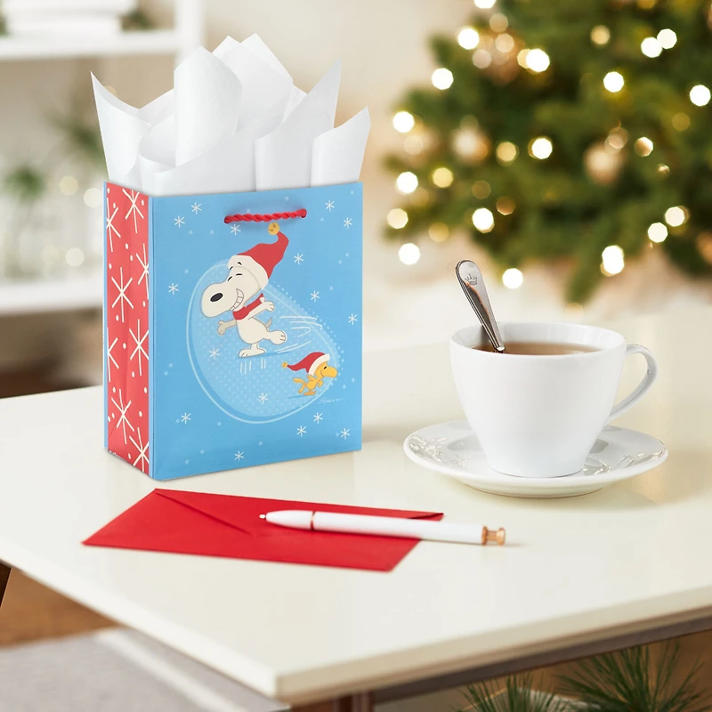 6.5" Peanuts® Snoopy and Woodstock Ice-Skating Small Christmas Gift Bag for only USD 2.49 | Hallmark