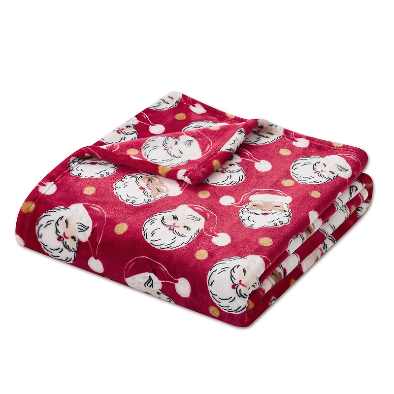 Santa Faces Red Plush Throw Blanket, 50x70 for only USD 29.99 | Hallmark