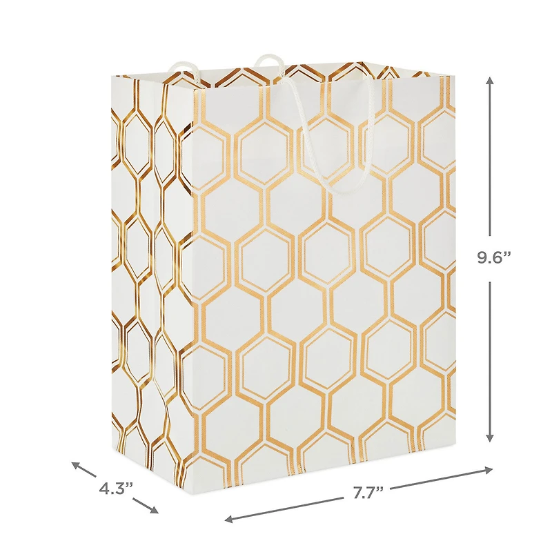 9.6" Gold Foil Hexagons on White Medium Gift Bag for only USD 3.99 | Hallmark