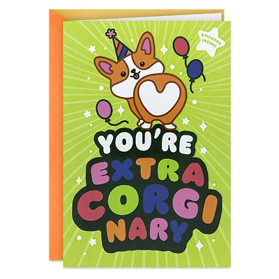 Corgi Dog in Party Hat Birthday Card for Kids With Stickers for only USD 4.99 | Hallmark