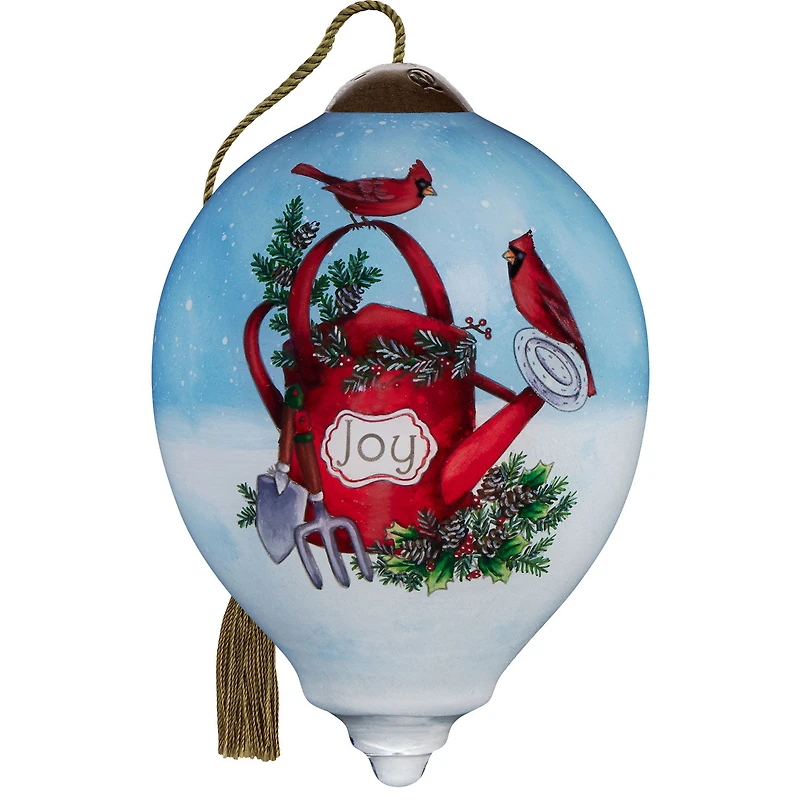 Ne'Qwa Art Cardinals on Watering Can Glass Christmas Ornament for only USD 35.00 | Hallmark