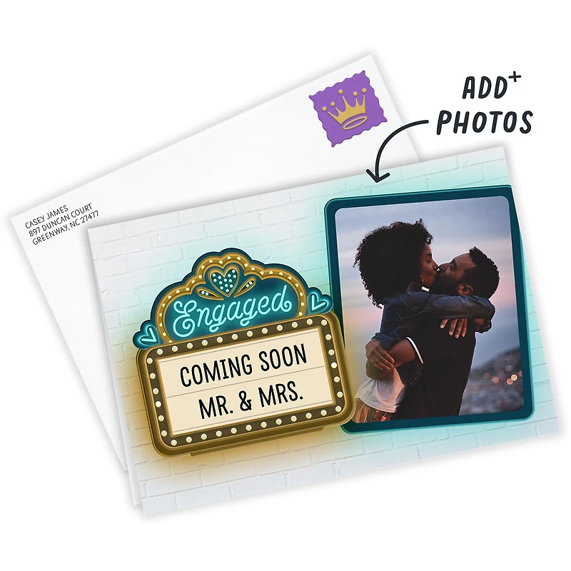 Theater Marquee Custom Wedding Engagement Card for only USD 4.99 | Hallmark