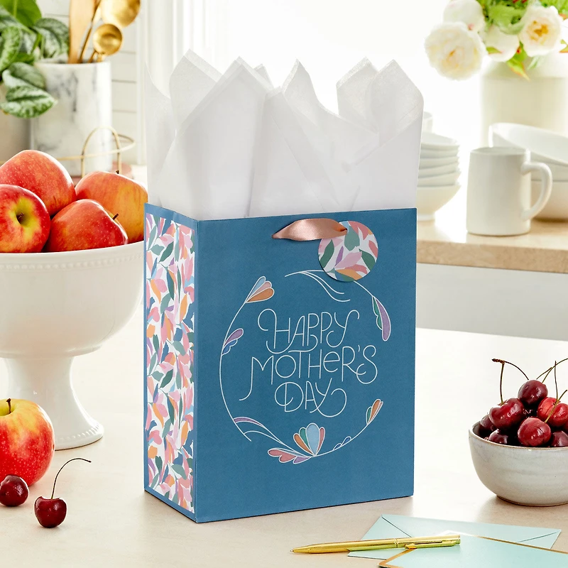 9.6" Happy Mother's Day Blue Floral Medium Gift Bag With Tissue Paper for only USD 6.79 | Hallmark