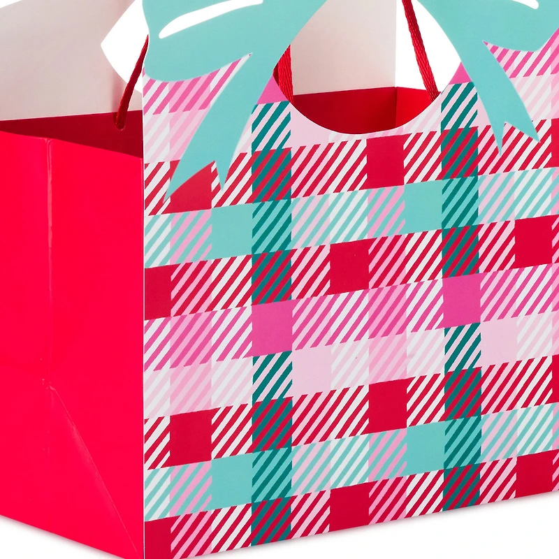 7.3" Colorful Check With Die-Cut Bow Medium Holiday Gift Bag for only USD 4.99 | Hallmark