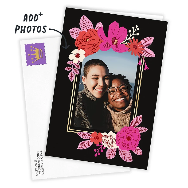 Pink Floral and Gold Frame Custom Card for only USD 4.99 | Hallmark