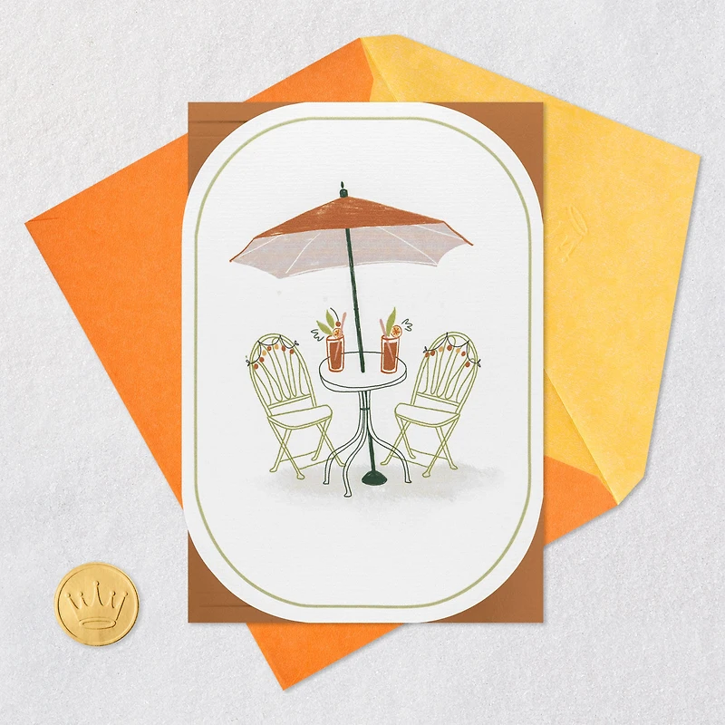 Bistro Table and Chairs With Umbrella Blank Card for only USD 4.59 | Hallmark
