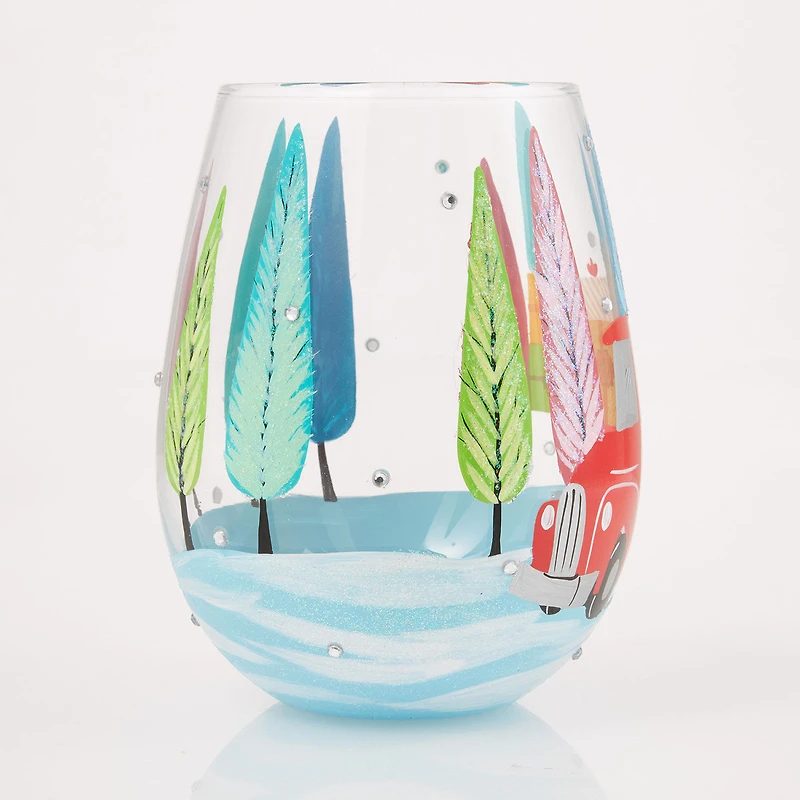 Lolita Christmas Haul Handpainted Stemless Wine Glass, 20 oz. for only USD 22.99 | Hallmark