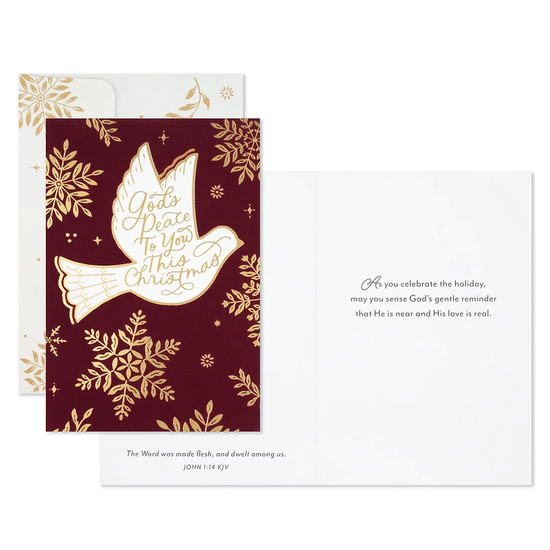 Dove of Peace on Burgundy Religious Boxed Christmas Cards, Pack of 16 for only USD 15.49 | Hallmark
