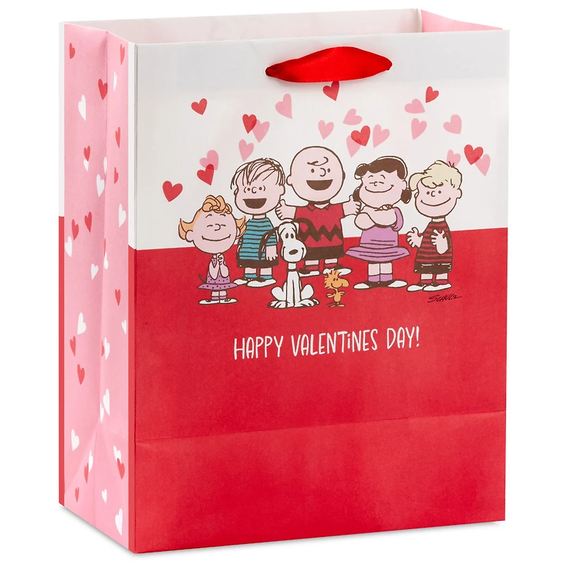 9.6" Peanuts® Gang on Red and White Medium Valentine's Day Gift Bag for only USD 3.49 | Hallmark