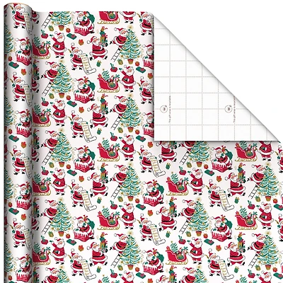 Vintage Santa Scenes on White Jumbo Christmas Wrapping Paper Roll, 90 sq. ft. for only USD 9.99 | Hallmark
