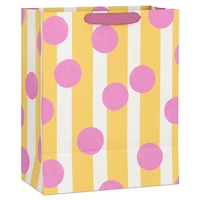 13" Pink Dots on Yellow Stripes Large Gift Bag for only USD 4.99 | Hallmark