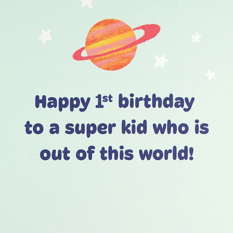 Out of this World First Birthday Card for Grandson With Sticker for only USD 3.99 | Hallmark