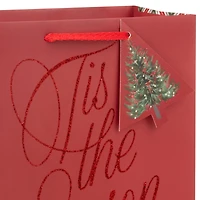 9.6" Glittery Tis the Season on Dark Red Medium Holiday Gift Bag for only USD 3.49 | Hallmark