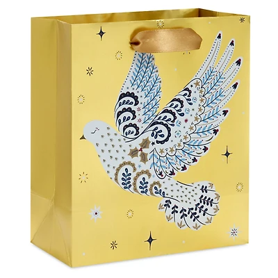 6.5" Floral Dove on Gold Small Holiday Gift Bag for only USD 2.49 | Hallmark