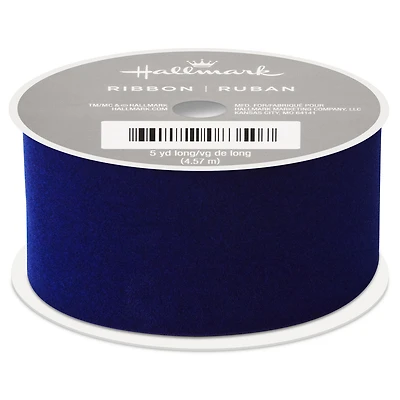 1.5" Navy Blue Velvet Ribbon, 15' for only USD 6.99 | Hallmark