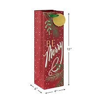 13" Be Merry on Dark Red Christmas Wine Gift Bag for only USD 3.49 | Hallmark