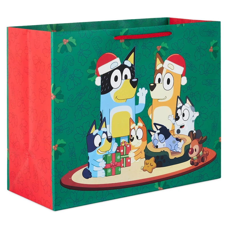 10.4" Bluey Family on Green Large Christmas Gift Bag for only USD 4.49 | Hallmark