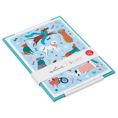 Festive Dogs on Blue Packaged Christmas Cards, Set of 5 for only USD 5.00 | Hallmark