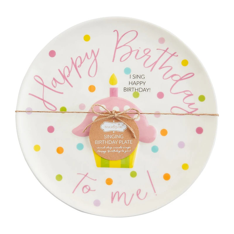 Mud Pie Musical Pink Cupcake Birthday Plate, 8" for only USD 20.00 | Hallmark