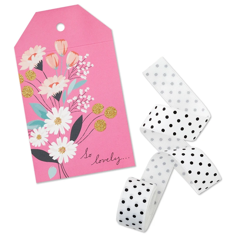 Pink Floral Large Gift Tag and Ribbon Set for only USD 5.99 | Hallmark