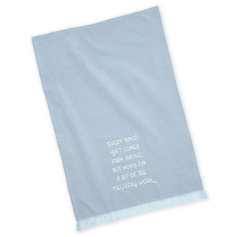 Mom Delivers Blue Fringed Tea Towel, 18x26 for only USD 14.99 | Hallmark