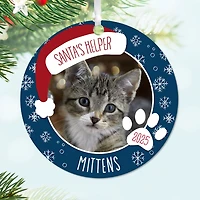 Holiday Pet Round Metal Personalized Ornament, Custom Photo and Text for only USD 17.99 | Hallmark