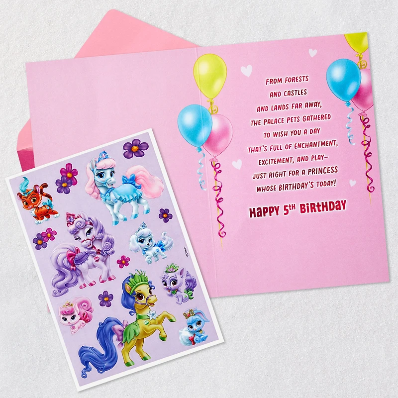 Disney Princesses Palace Pets 5th Birthday Card With Stickers for Her for only USD 4.59 | Hallmark