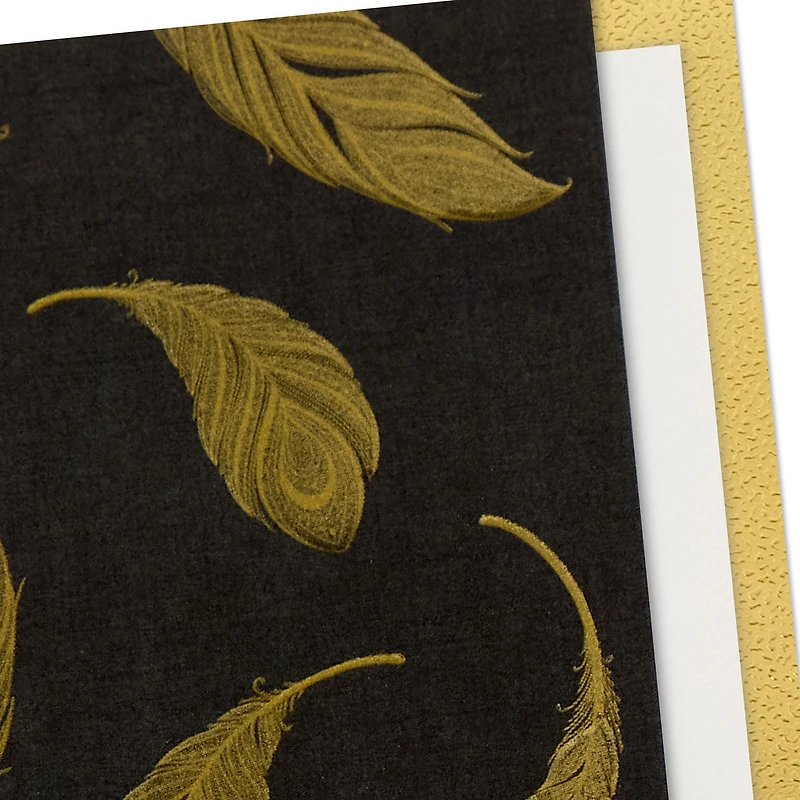 Gold Feathers on Black Blank Card for only USD 5.59 | Hallmark