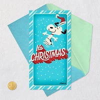 Peanuts® Dancing Snoopy on Blue Money Holder Christmas Card for only USD 2.99 | Hallmark