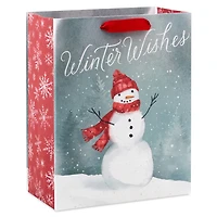 9.6" Winter Wishes Snowman on Gray Medium Holiday Gift Bag for only USD 3.49 | Hallmark