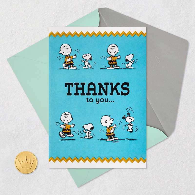 Peanuts® Charlie Brown and Snoopy Happy Dance Thank You Card for only USD 4.99 | Hallmark