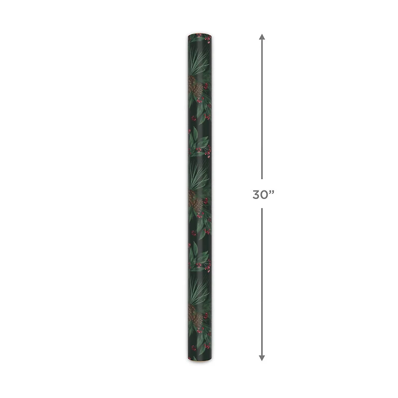 Pine-Scented Holiday Boughs on Black Christmas Wrapping Paper Roll, 20 sq. ft. for only USD 5.99 | Hallmark