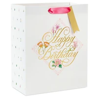 9.6" Gold Script on Floral Medium Birthday Gift Bag for only USD 3.99 | Hallmark