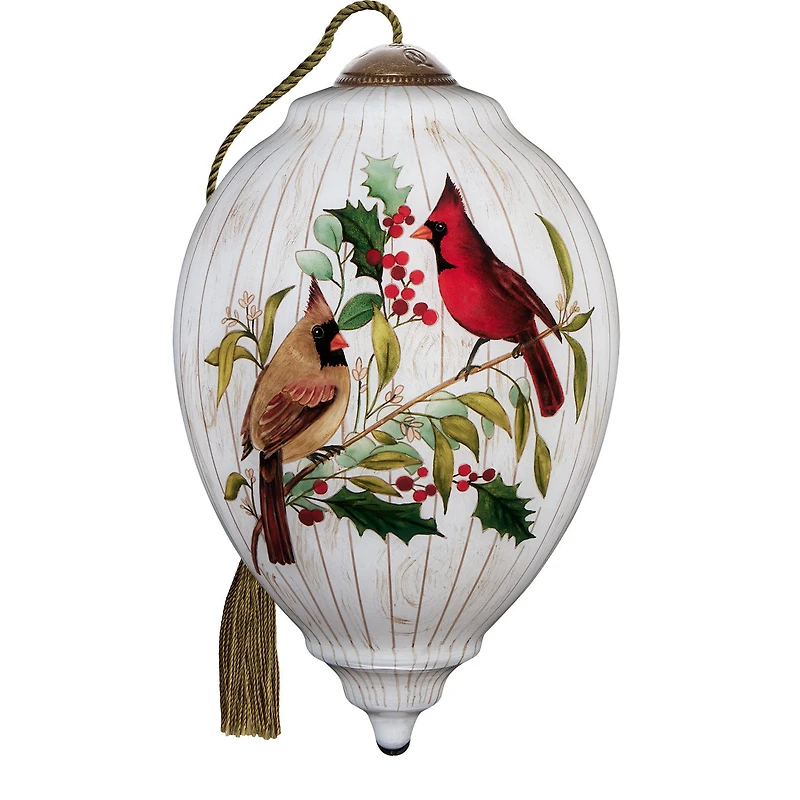Ne'Qwa Art Happy Holly-Days to You Cardinals Glass Christmas Ornament for only USD 55.00 | Hallmark