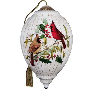 Ne'Qwa Art Happy Holly-Days to You Cardinals Glass Christmas Ornament for only USD 55.00 | Hallmark