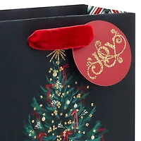 6.5" Evergreen With Red Bows on Black Small Christmas Gift Bag for only USD 3.49 | Hallmark