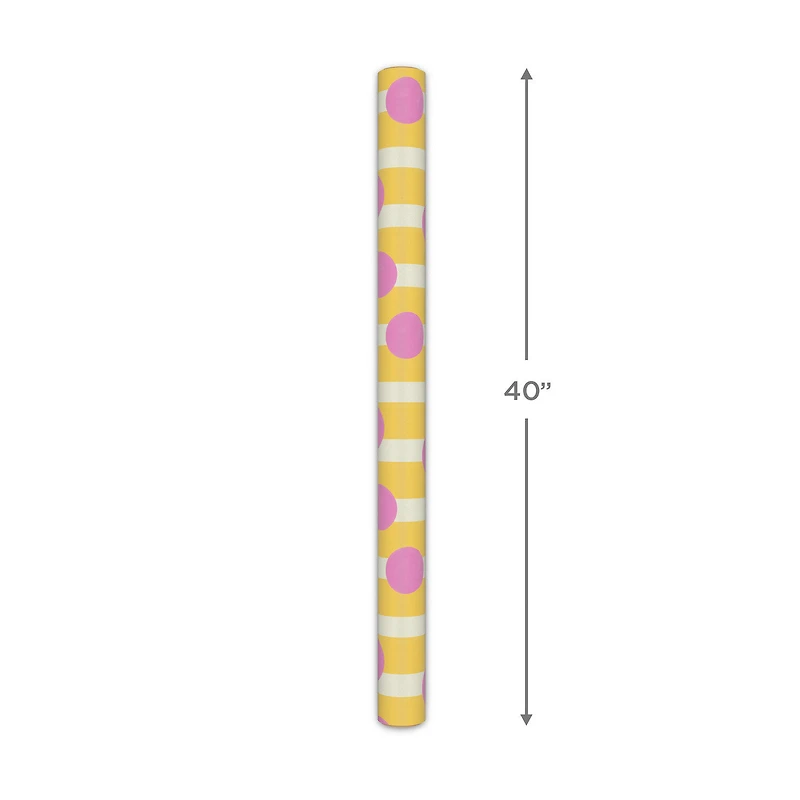 Pink Dots and Yellow Stripes Tall Wrapping Paper Roll, 35 sq. ft. for only USD 5.99 | Hallmark