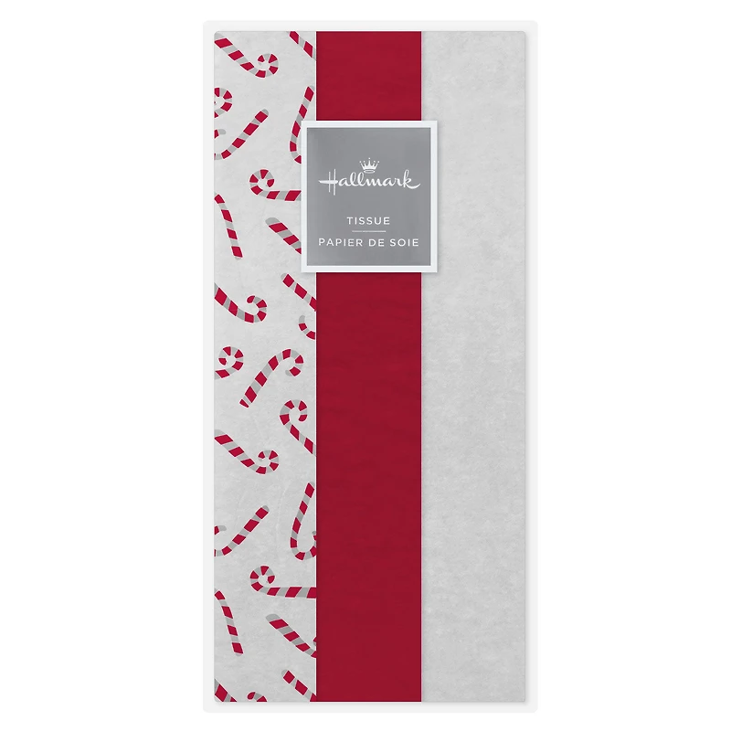 Candy Canes/Red/White 3-Pack Assortment Christmas Tissue Paper, 30 sheets for only USD 4.49 | Hallmark