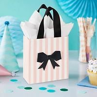 5.5" Black Bow on Pink Stripes Small Gift Bag With Tissue Paper for only USD 8.99 | Hallmark
