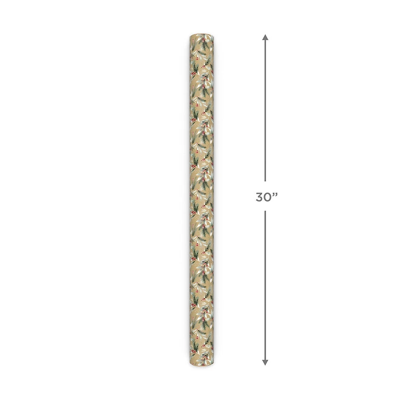 Kraft Greenery/Brown Flecks Holiday Reversible Wrapping Paper Roll, 22.5 sq. ft. for only USD 4.99 | Hallmark