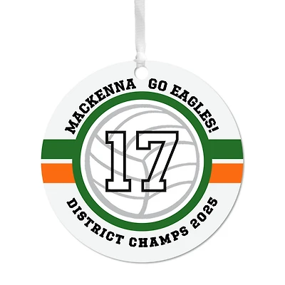 Volleyball Round Metal Personalized Ornament
