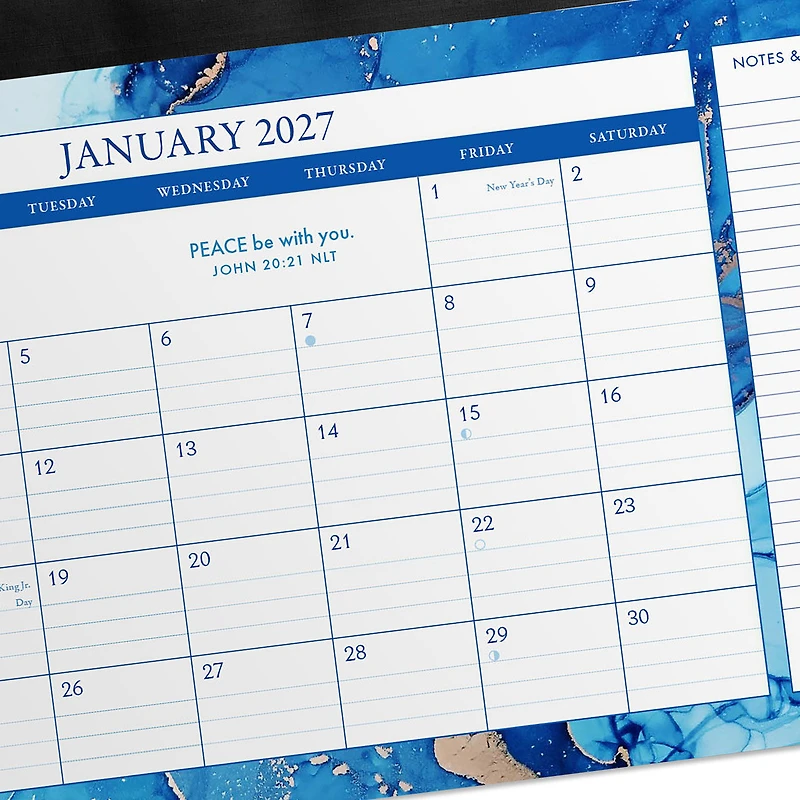 Blue and Gold Marbled 2027 Desk Calendar, 17x11, 12-Month for only USD 11.99 | Hallmark