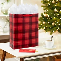 15.5" Red and Black Plaid Extra-Large Holiday Gift Bag for only USD 4.99 | Hallmark