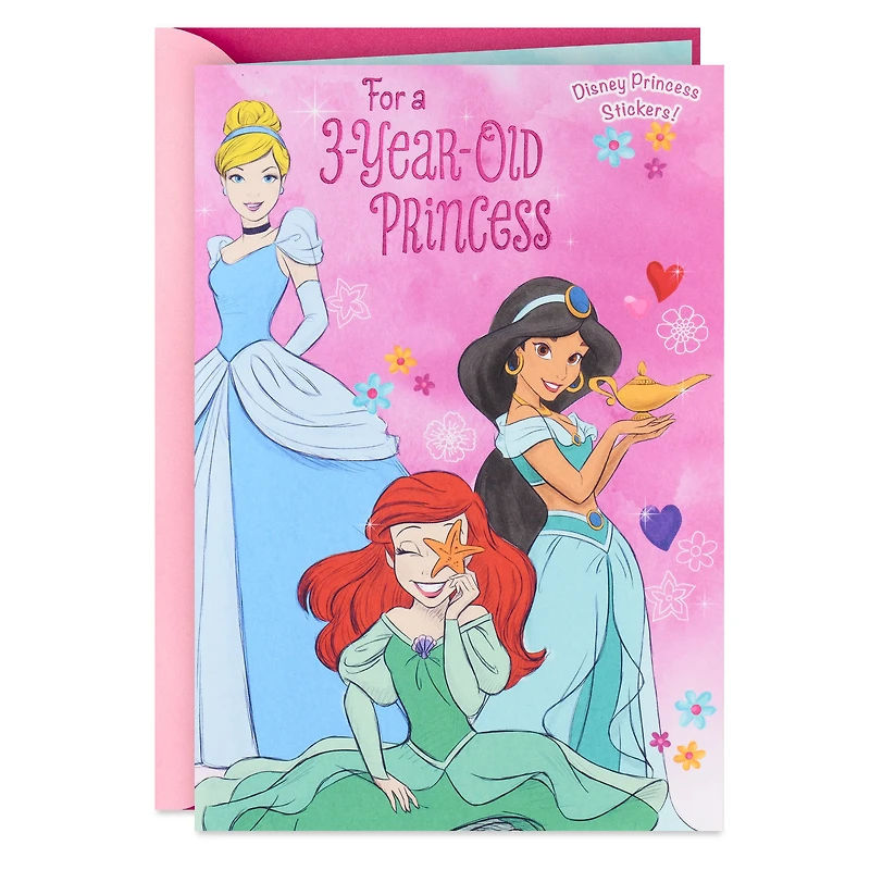 Disney Princesses Royal Hugs and Kisses 3rd Birthday Card for Girls With Stickers for only USD 5.59 | Hallmark