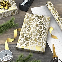 Gold Birds and Botanicals on White Foil Christmas Wrapping Paper Roll, 22.5 sq. ft. for only USD 4.99 | Hallmark
