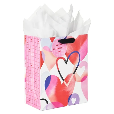 9.6" Watercolor Hearts Medium Valentine's Day Gift Bag With Tissue Paper for only USD 3.49 | Hallmark