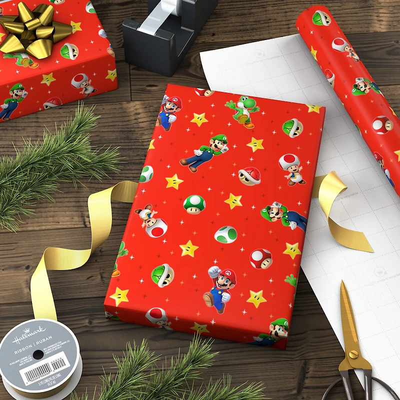Nintendo Super Mario™ Mario, Luigi and Friends on Red Wrapping Paper, 25 sq. ft. for only USD 4.99 | Hallmark