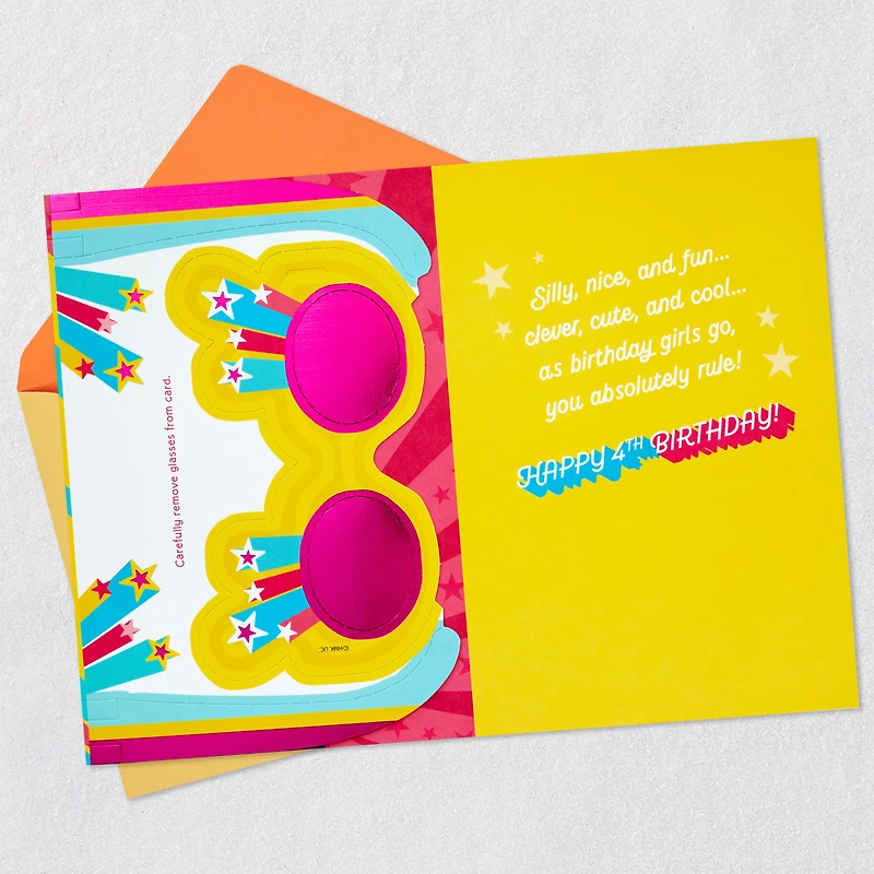 Girl, You Rule 4th Birthday Card With Wearable Sunglasses for only USD 4.99 | Hallmark