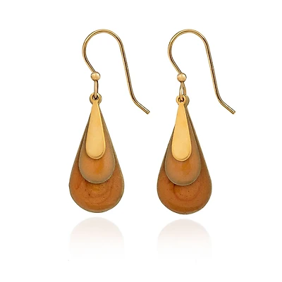 Silver Forest Lovely Layered Peach and Gold Metal Teardrop Earrings for only USD 21.00 | Hallmark